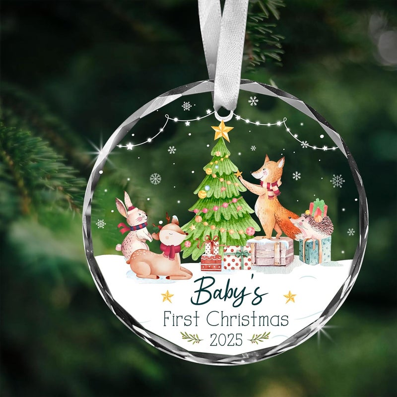 Fastpeace Glass Ornament Baby’s First Christmas 2025 – Glass Holiday Tree Decoration & Keepsake, Newborn Gift for Boys or Girls, Elegant Christmas Decor for New Parents and Families - Image 5